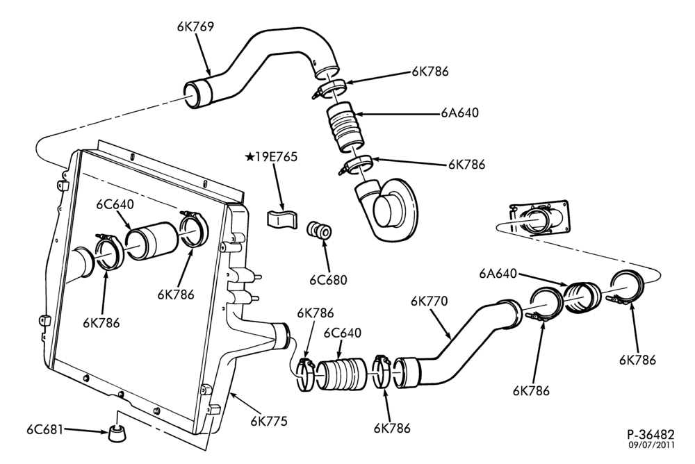 60.2 - 6 CYL. 7.2L CATERPILLAR 3126-Intercooler & hoses-F650/750