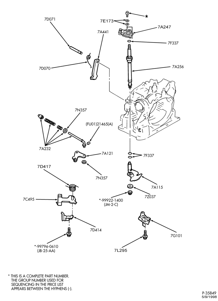A70.17 - F4E-III TYPE - INTERNAL PARTS-Manual control linkage & parking pawl