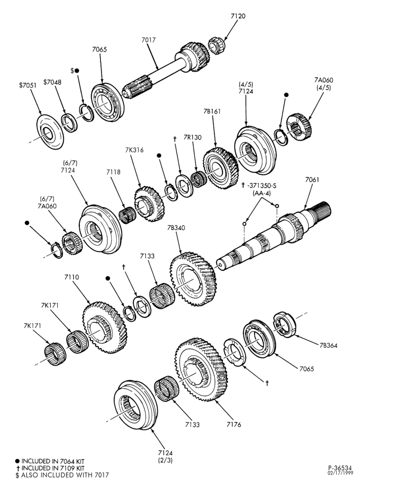 70.7 - INTERNAL PARTS-TRANSMISSION (MAIN) - 7 speed - Spicer ES52-7B & ES066-7B-CASE - Page C-F650/750
