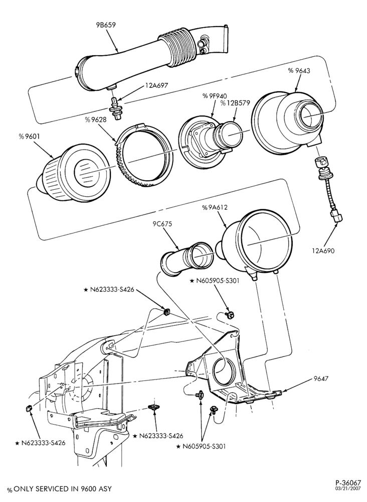 96 - 10 CYL. 6.8L-Air cleaner & related parts