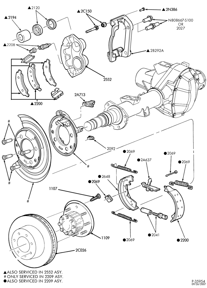 BRAKES-Rear disc brakes assembly - singel rear wheels-E250/350, E550