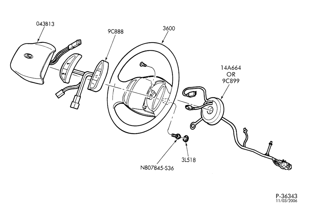STEERING WHEEL & HORN-2-spoke wheel - with air bag-F650/750