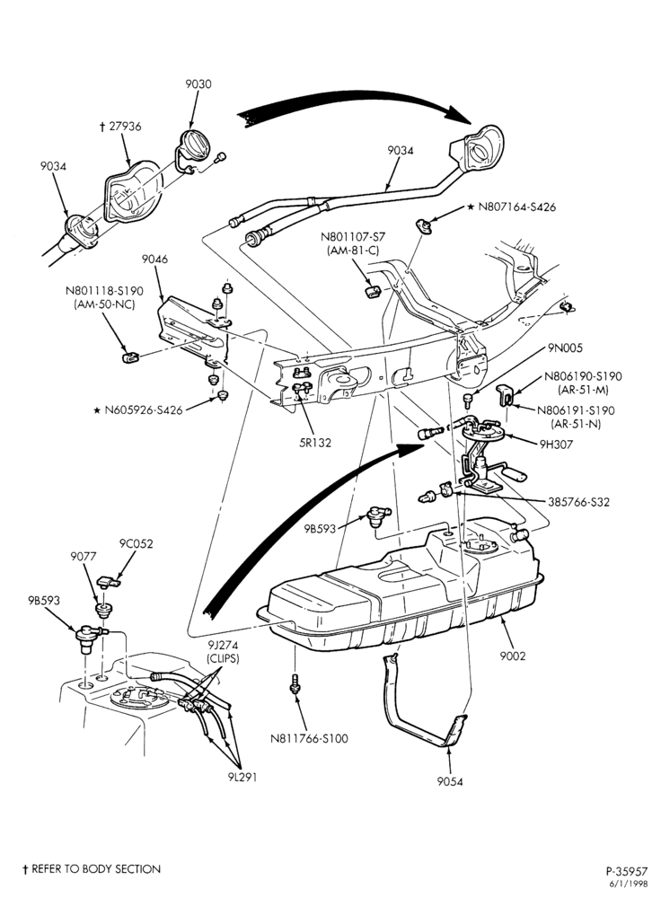 90 - 6 CYL. 4.0L - OHV-Fuel tank & related parts without skid plate