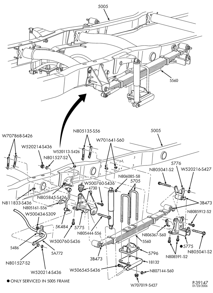 EXHAUST-Rear suspension - without auxiliary spring-E550