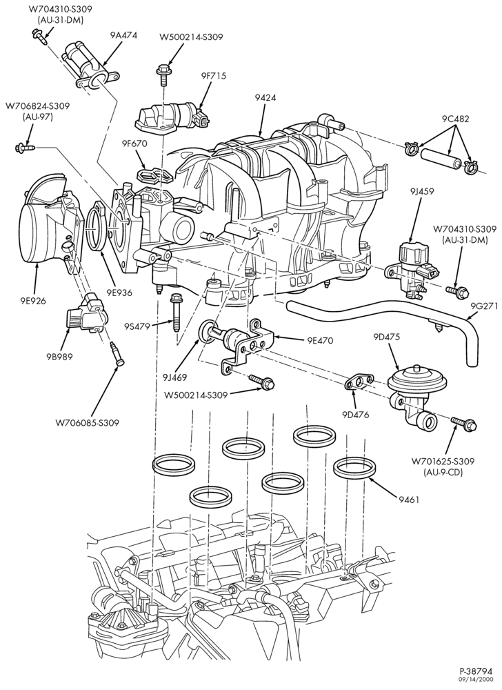 90 - 6 CYL. 4.0L - SOHC-Intake manifold & throttle assembly