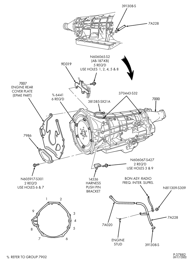 AUTOMATIC TRANSMISSION-EXTERNAL PARTS - Automatic transmission installation - 4R100 - 10 cyl. 6.8L-L1