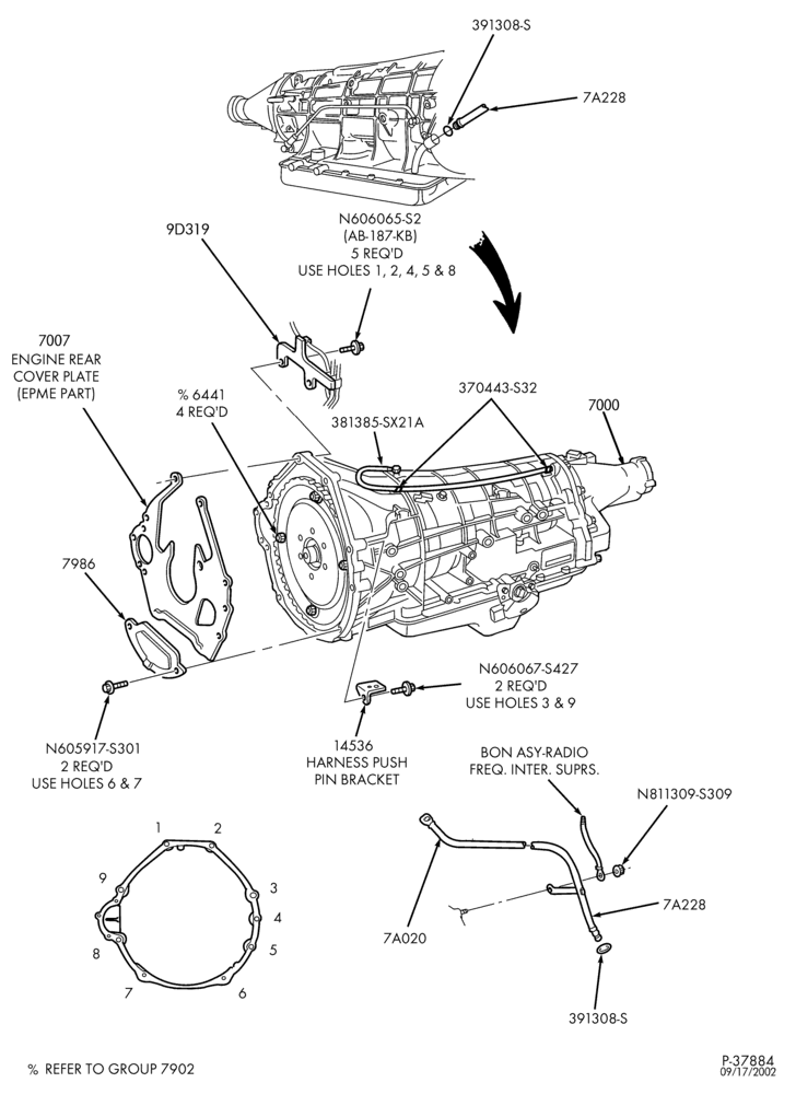 AUTOMATIC TRANSMISSION-EXTERNAL PARTS - Automatic transmission installation - 4R100 - 8 cyl. 5.4L-L1