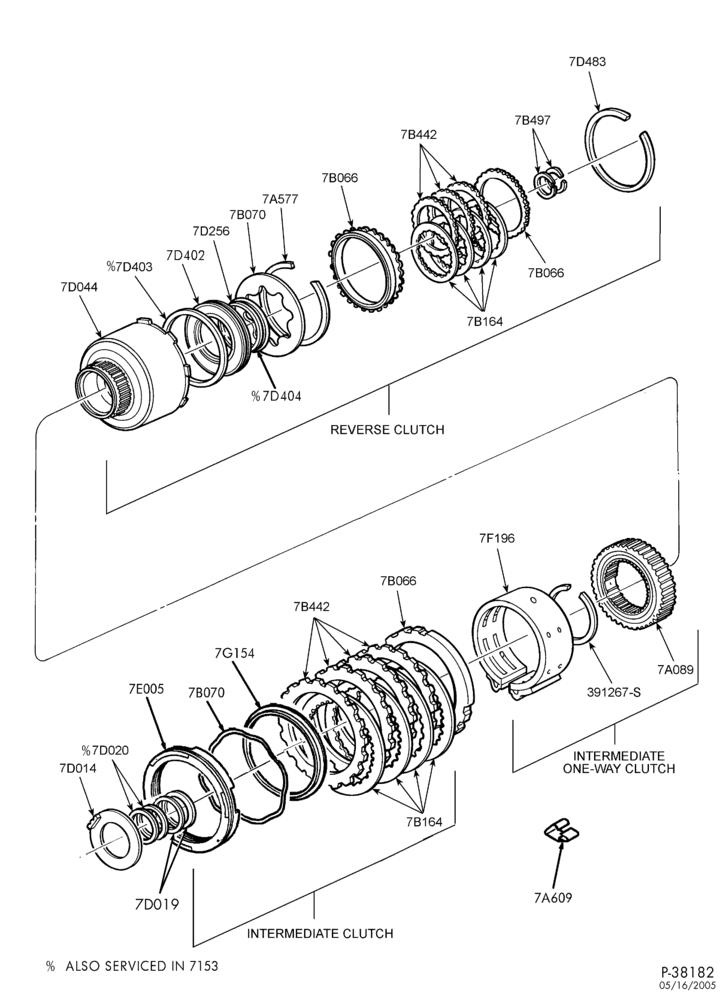 AUTOMATIC TRANSMISSION-INTERNAL PARTS - Intermediate clutch, overdrive band & reverse clutch-F150
