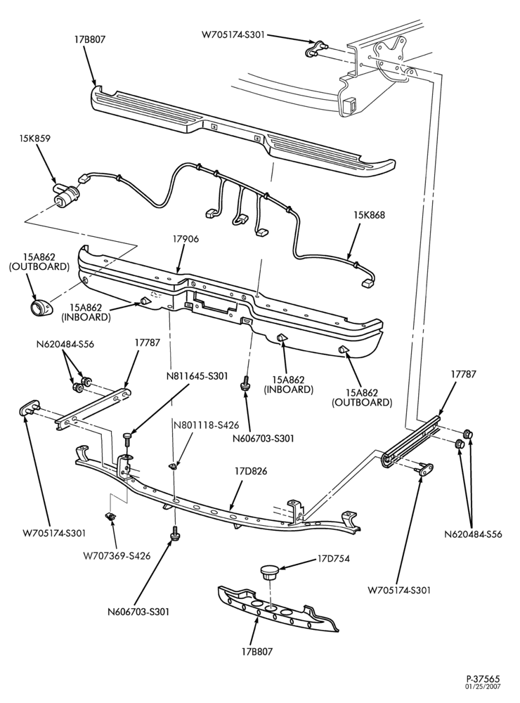 176 - BUMPERS-Rear bumper parts - with reverse parking aid-L1