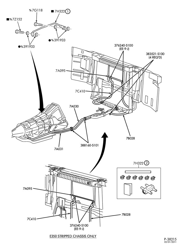 AUTOMATIC TRANSMISSION-EXTERNAL PARTS - Transmission cooling system - 8 cyl. 5.4L-E150/350, E550