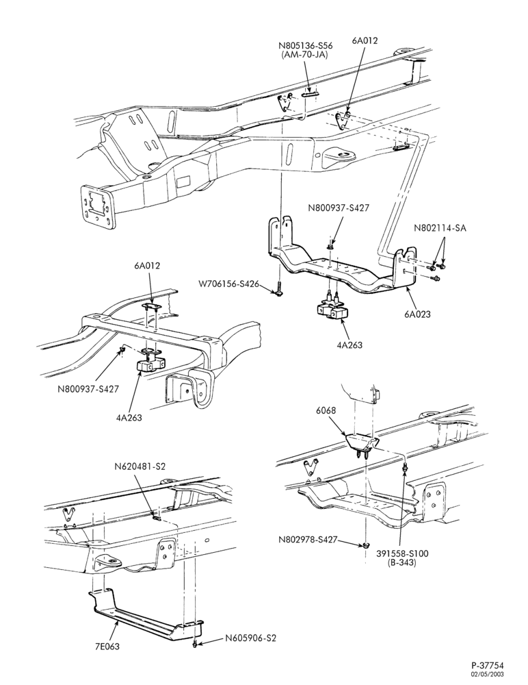 60.4B - 8 CYL. 5.4L-Transmission mount crossmember, insulator & damper - 4x4-L1
