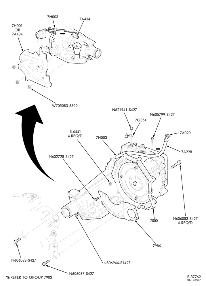 AUTOMATIC TRANSMISSION-EXTERNAL PARTS - Automatic transaxle assembly installation - 6 cyl. 3.8L-TW