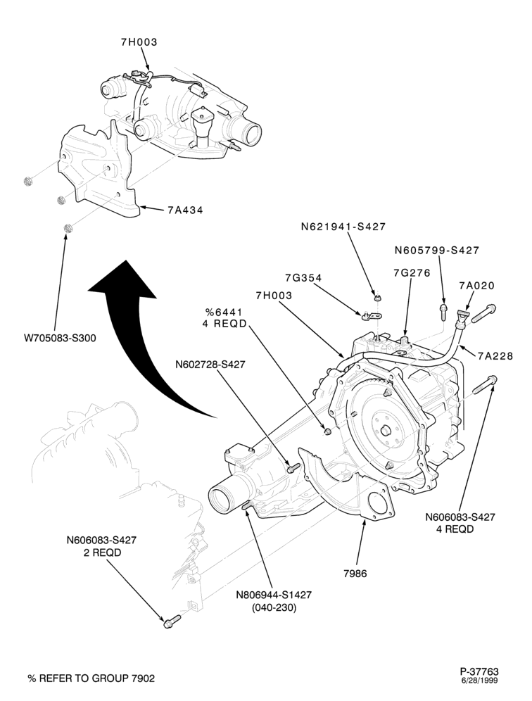 AUTOMATIC TRANSMISSION-EXTERNAL PARTS - Automatic transaxle assembly installation - 6 cyl. 3.0L-TW