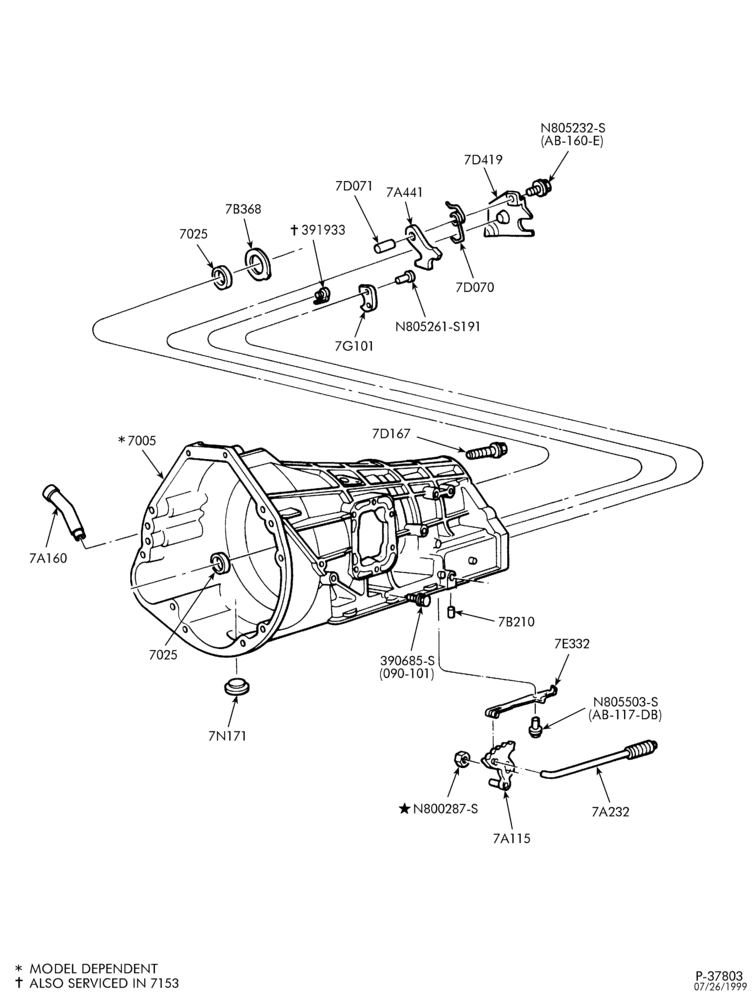 AUTOMATIC TRANSMISSION-INTERNAL PARTS - Manual control linkage & parking pawl-L1