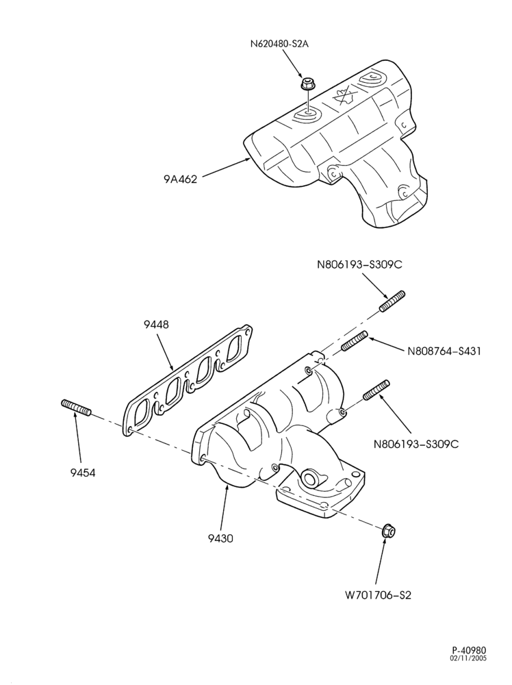 90.1 - 4 CYL. 2.0L - EXC. DOHC-Manifold & related parts - exhaust
