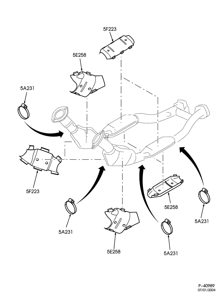 52.98 - FRAME-(F) 8 CYL. 4.6L - EXHAUST SYSTEM - HEAT SHIELDS