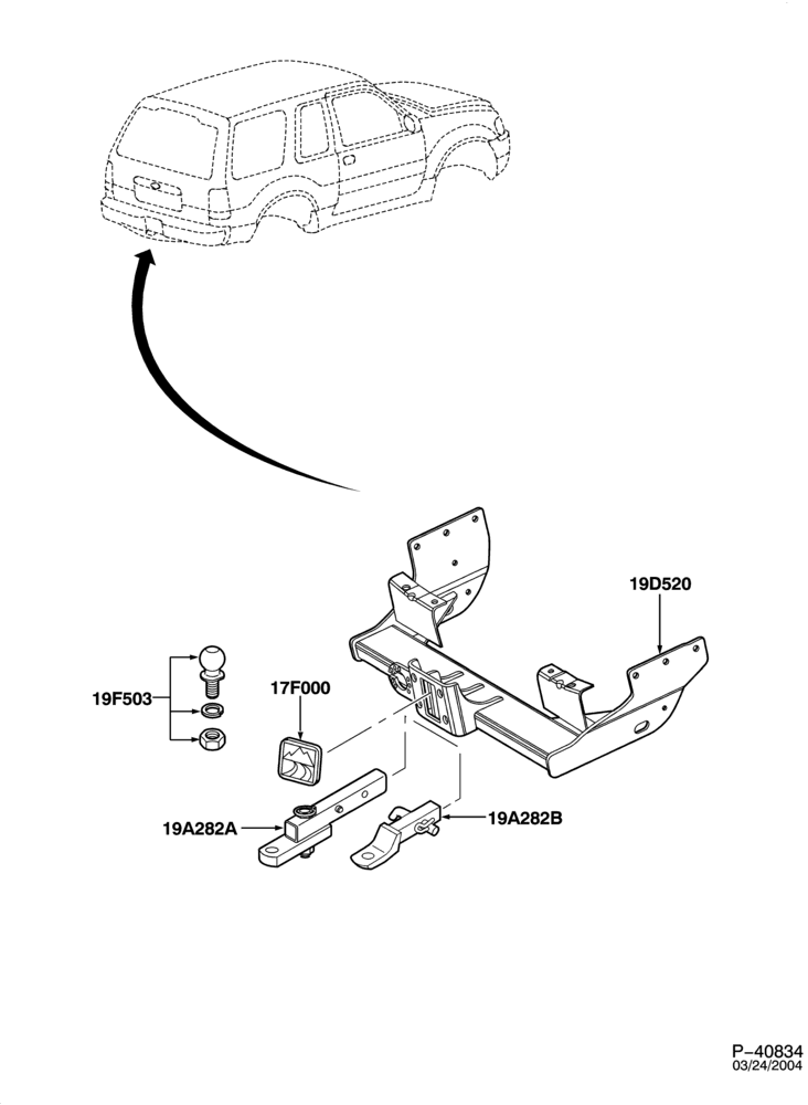 176 - TOW HOOKS & TRAILER HITCH-Rear bumper - accessory trailer hitch-B