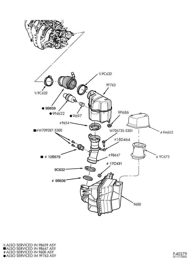 96 - 4 CYL. 2.3L-Air cleaner