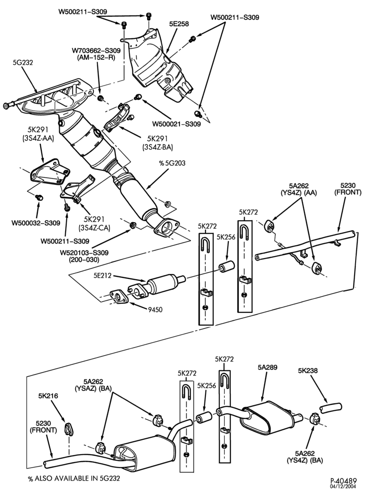 52.03 - FRONT SPRING AND STABILIZERS-(AK) 4 CYL. 2.3L DOHC SINGLE EXHAUST