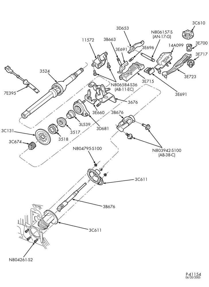 AUTOMATIC TRANSMISSION-EXTERNAL PARTS - Steering column - column shift - fixed wheel - Page B-TW
