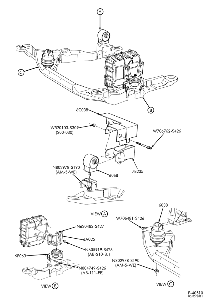 ENGINE-Engine supports - AX4N - Page A - 2 valve