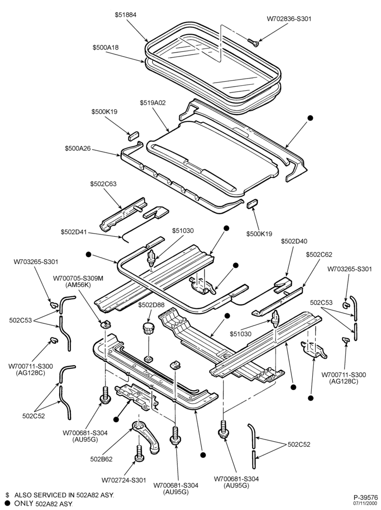 530 - LIFT/TAILGATE, LUGGAGE & BACK WINDOW-Sunroof & related parts - manual