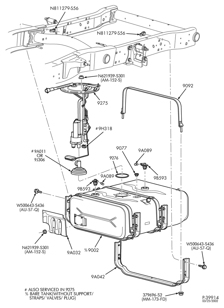 90 - 8 CYL. 7.3L - DIESEL-Fuel tank, sender & related parts - aft axle tank - E550