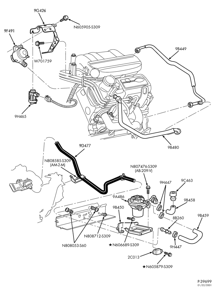 94.3 - 6 CYL. 3.8L-Secondary air injection (air) - typical
