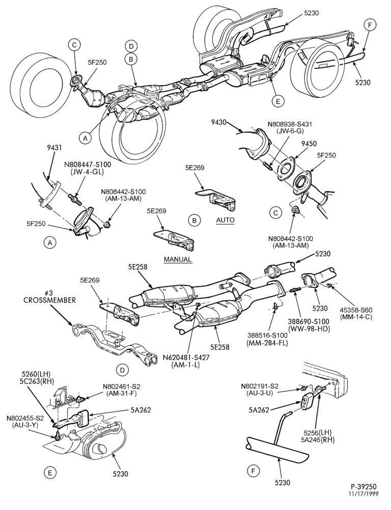 52.97 - FRAME-(F) 8 CYL. 4.6L. DUAL EXHAUST 50 STATES & CANADA - SOHC