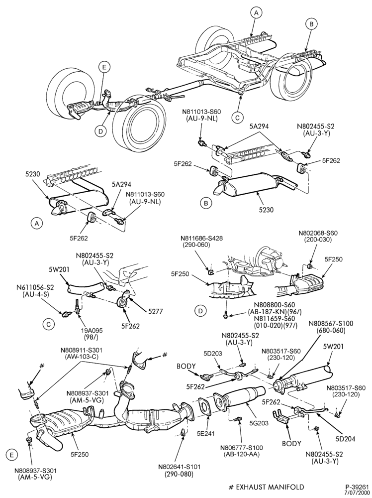 52.96 - FRONT SPRING AND STABILIZERS-(E,ME) 6 CYL. 3.0L - 24 VALVE - 50 STATES & CANADA DUAL EXHAUST