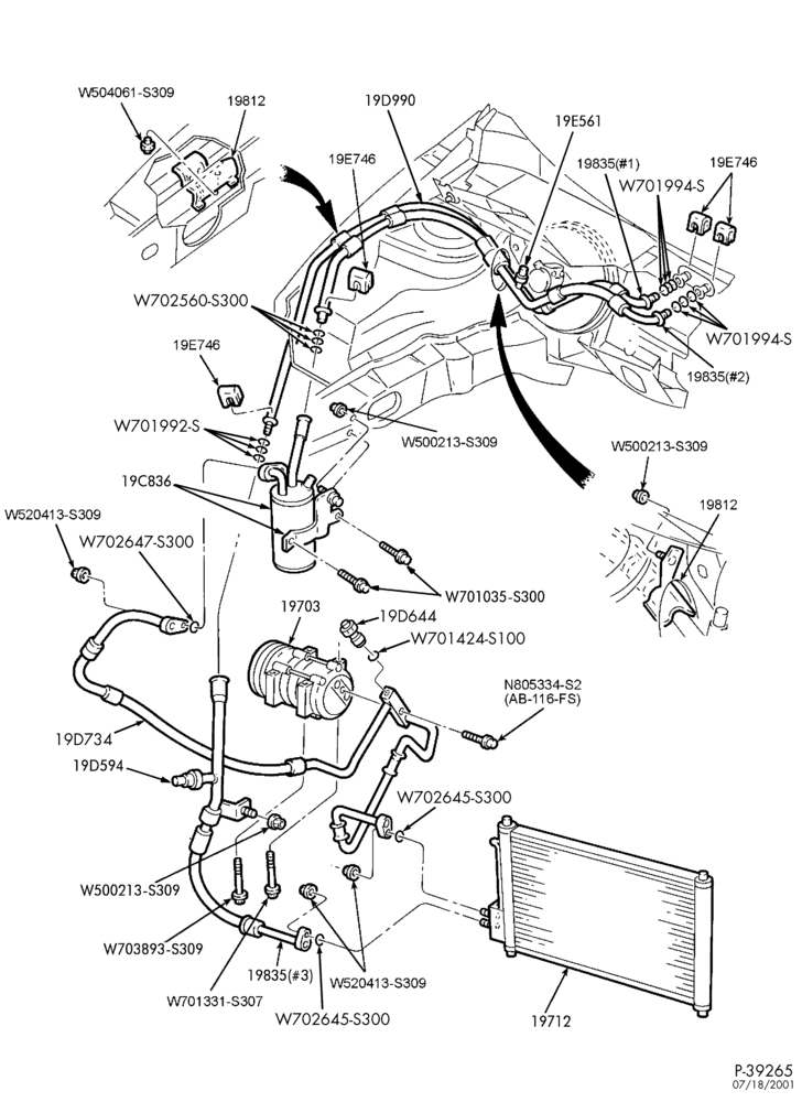 197.1 - AIR CONDITIONER-Air conditioner condenser, dehydrator & hoses - exc. DOHC