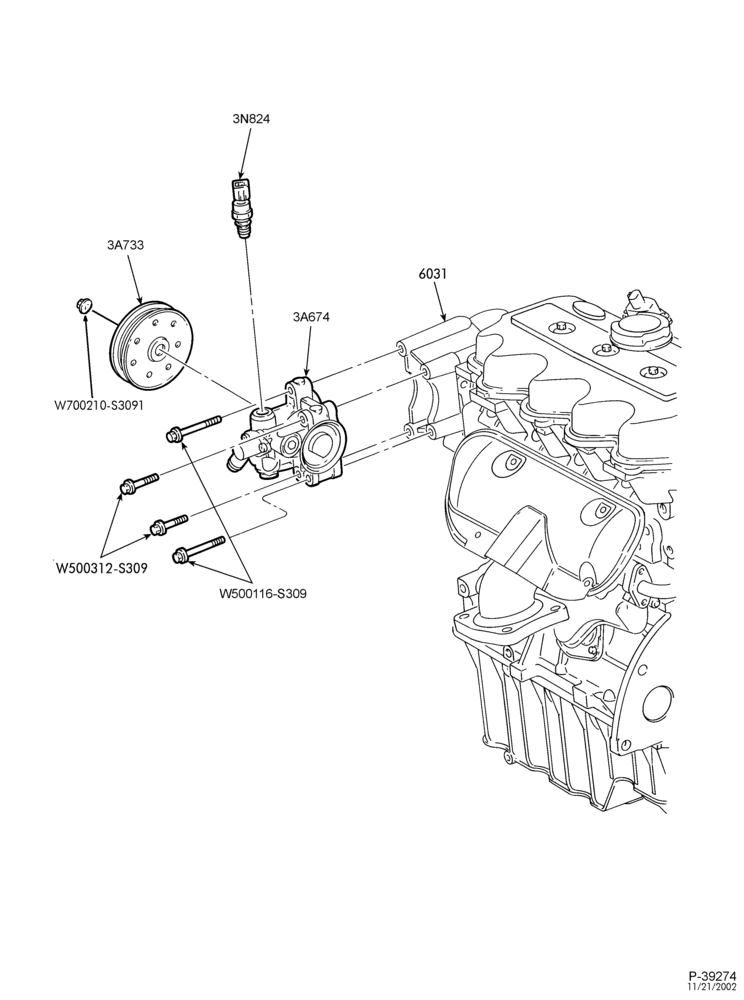 36.1 - STEERING-Power steering pump installation - exc. DOHC
