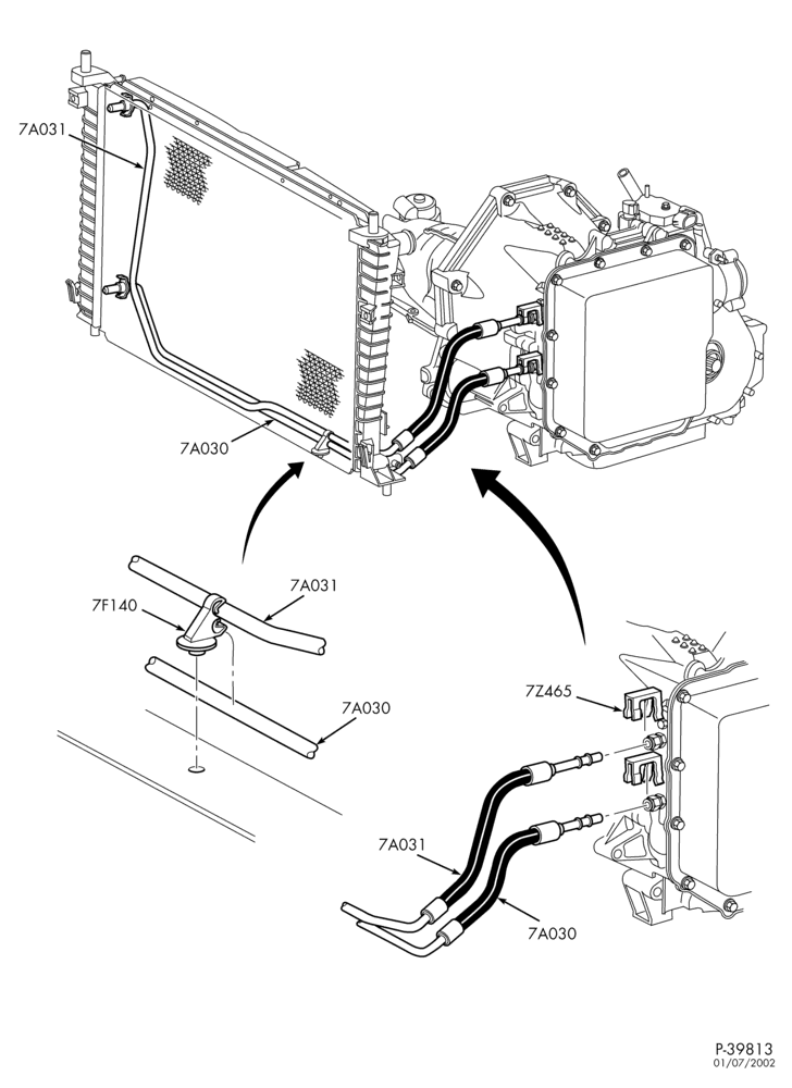 AUTOMATIC TRANSMISSION-EXTERNAL PARTS - Oil cooling system - without trailer tow - 6 cyl. 3.8L-TW