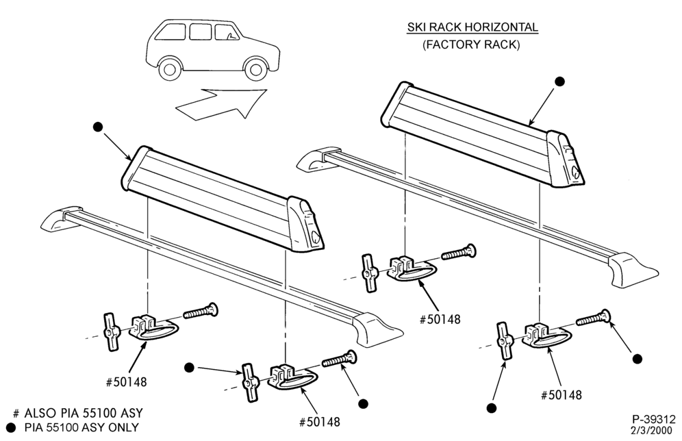 550 - LIFT/TAILGATE, LUGGAGE & BACK WINDOW-Luggage carrier - ski rack - horizontal - factory rack - B/T 95