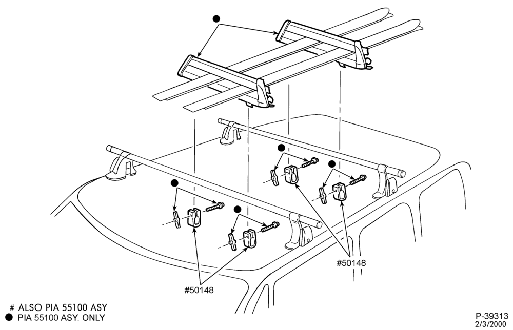 550 - ROOF-Luggage carrier - ski rack - horizontal - removable rack