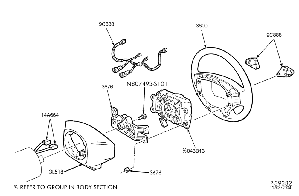 130 - STEERING WHEEL & HORN-Steering wheel & related parts