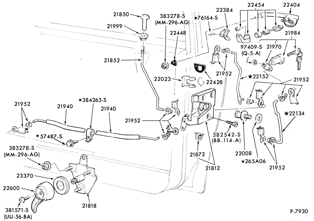 230.1 - BODY SIDES AND QUARTER-Handles and latch parts