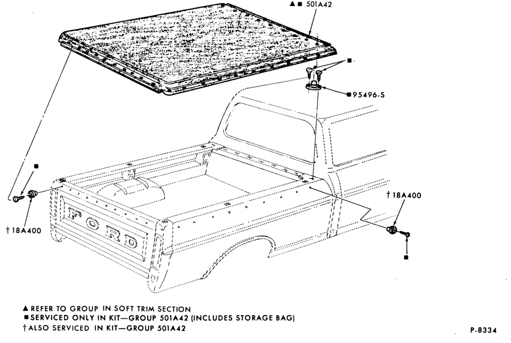 400 - BACK-OF-CAB EQUIPMENT-Tonneau cover parts-F100/350(99)-8� box