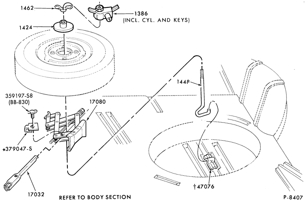 175.1 - SPEEDOMETER, BUMPERS, MIRRORS AND WIPERS-Jack and spare wheel parts