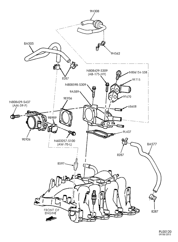 93 - 8 CYL. 5.4L-Throttle body & related parts