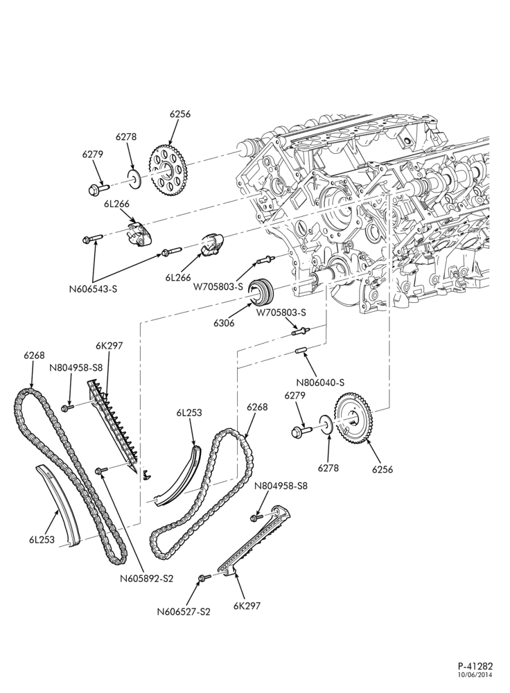 60.3A,3C - 8 CYL. 4.6L-Timing gear & related parts-E150