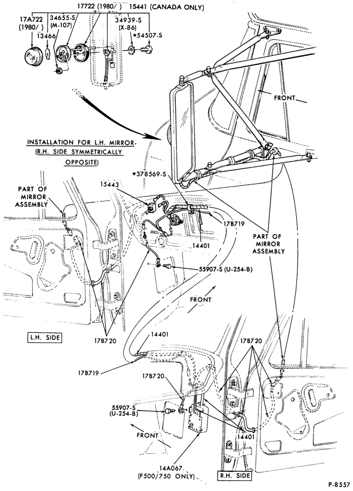 LAMPS-Mirror marker lamp, wiring and related parts-F-FT600/900