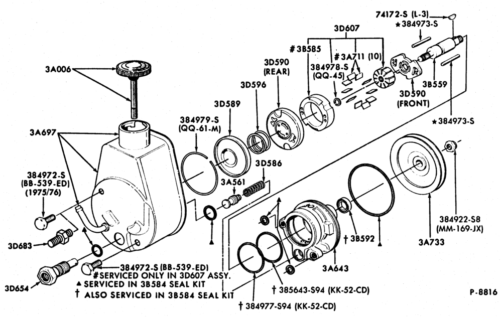 STEERING-Power steering system - Pump assembly - Saginaw-E150/350,E(Super Duty)