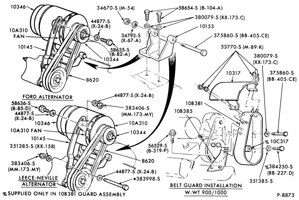 103 - ALTERNATOR MOUNTING PARTS-L-LT900-8 cyl. 568 (8V-71) Detroit diesel