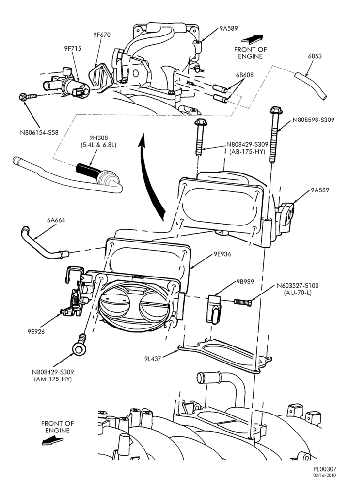 93 - 10 CYL. 6.8L-Throttle body & adaptor