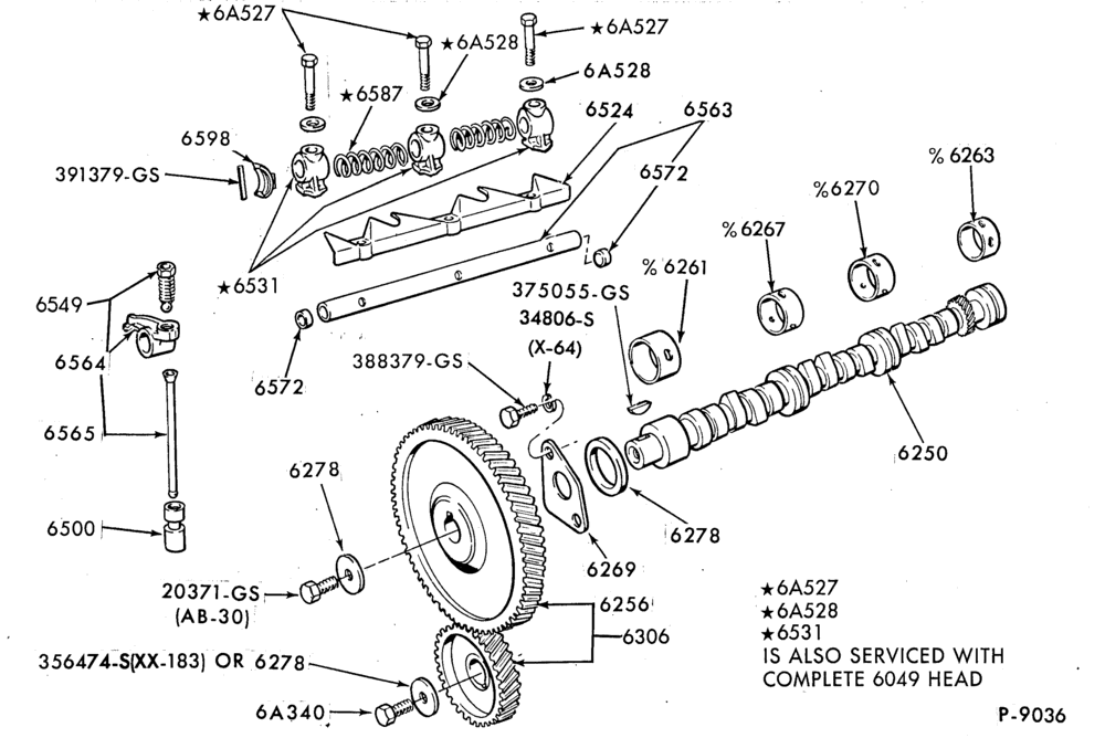 62 - 6 CYL. 2.8L (171 C.I.D.)-Valves, push rods and related parts