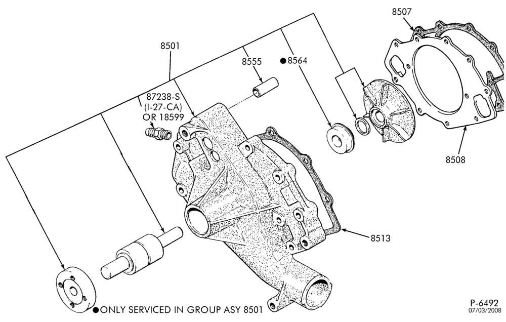 WATER PUMP-WATER PUMP- 8 cyl. 351M (5.8L), 400 (6.6L) and 460 (7.5L)-E100/350