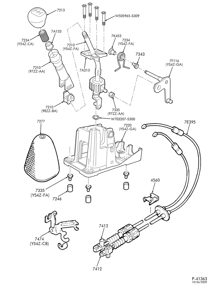 72.1 - EXTERNAL PARTS-Shift control selector mechanism - MTX 75-5/S