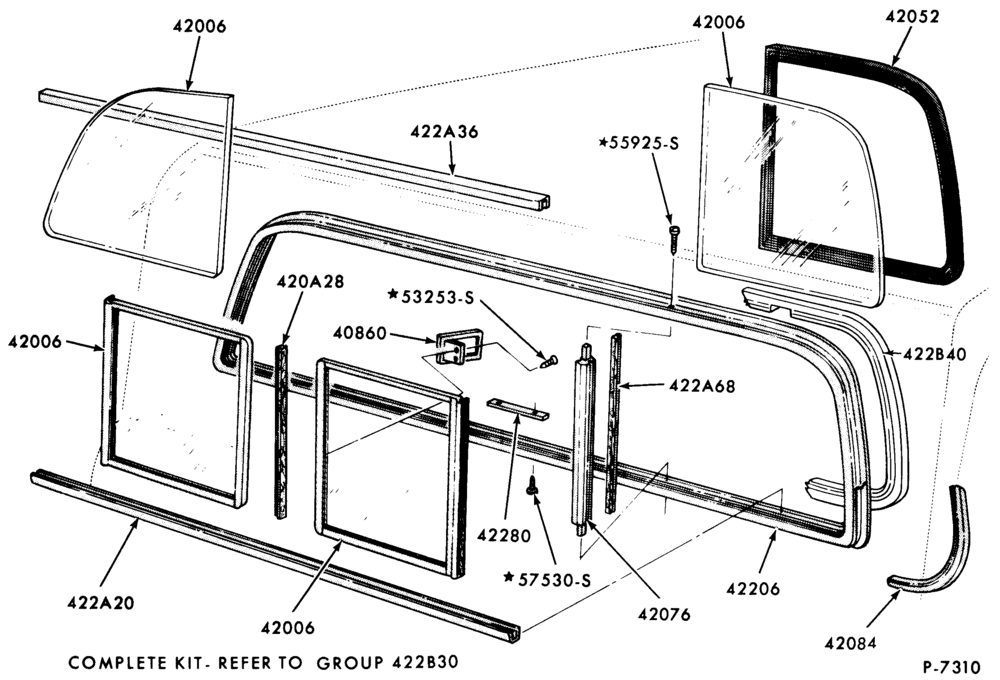 400 - DOORS AND WINDOWS-Back window parts (sliding) - "Before 2/83"-F100/350