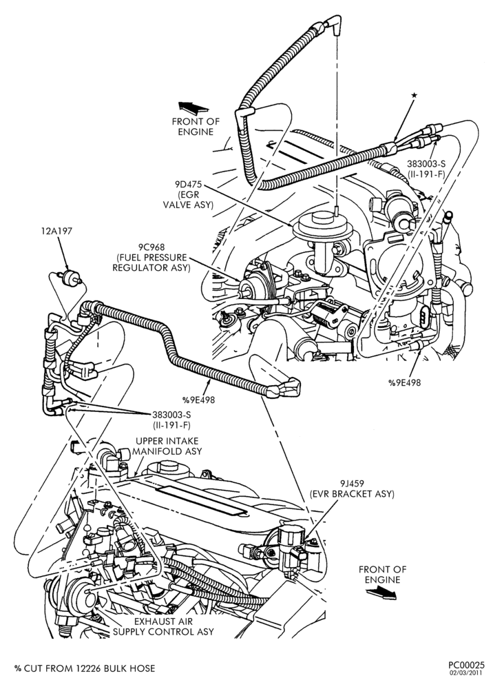 94.5 - 6 CYL. 3.0L - DOHC-Emission system - exhaust gas - recirculation (E.G.R.) - vacuum control harness